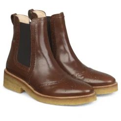 Angulus Women | Brogue Chelsea Boot | Brown