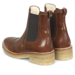 Angulus Women | Brogue Chelsea Boot | Brown