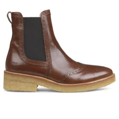Angulus Women | Brogue Chelsea Boot | Brown