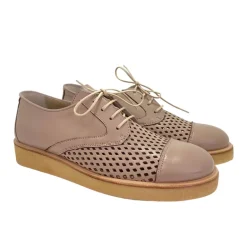 Angulus Women | Lace-up Brogue Shoes | Blush Pink