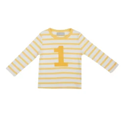 Bob & Blossom Number T-Shirts | Buttercup & White Striped