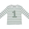 Bob & Blossom Number T-Shirts | Seafoam Green & White Striped
