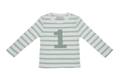 Bob & Blossom Number T-Shirts | Seafoam Green & White Striped