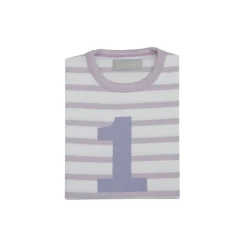 Bob & Blossom Number T-Shirts | Parma Violet & White Striped