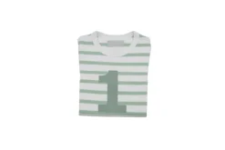 Bob & Blossom Number T-Shirts | Seafoam Green & White Striped