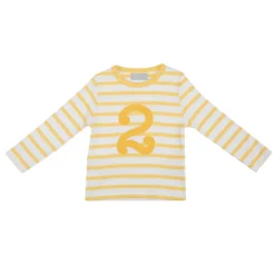 Bob & Blossom Number T-Shirts | Buttercup & White Striped