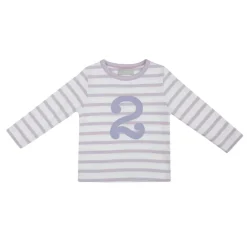 Bob & Blossom Number T-Shirts | Parma Violet & White Striped