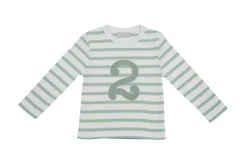Bob & Blossom Number T-Shirts | Seafoam Green & White Striped