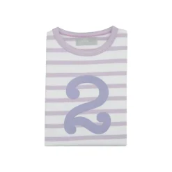 Bob & Blossom Number T-Shirts | Parma Violet & White Striped