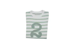 Bob & Blossom Number T-Shirts | Seafoam Green & White Striped
