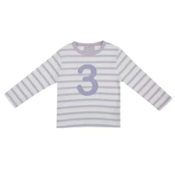 Bob & Blossom Number T-Shirts | Parma Violet & White Striped