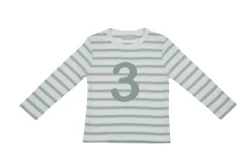 Bob & Blossom Number T-Shirts | Seafoam Green & White Striped