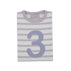 Bob & Blossom Number T-Shirts | Parma Violet & White Striped