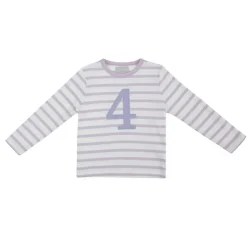 Bob & Blossom Number T-Shirts | Parma Violet & White Striped