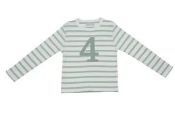 Bob & Blossom Number T-Shirts | Seafoam Green & White Striped