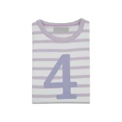 Bob & Blossom Number T-Shirts | Parma Violet & White Striped