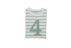 Bob & Blossom Number T-Shirts | Seafoam Green & White Striped