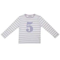 Bob & Blossom Number T-Shirts | Parma Violet & White Striped