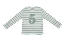 Bob & Blossom Number T-Shirts | Seafoam Green & White Striped