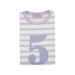 Bob & Blossom Number T-Shirts | Parma Violet & White Striped