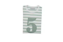 Bob & Blossom Number T-Shirts | Seafoam Green & White Striped
