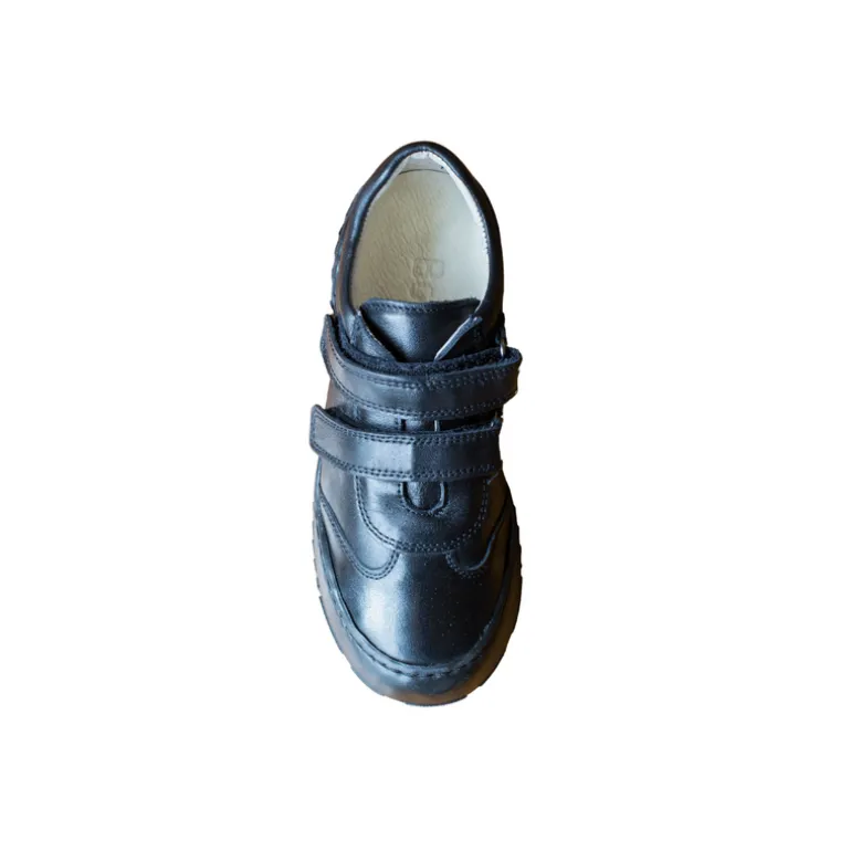 Bo-Bell School Shoes | Velcro Olivie | Black Leather