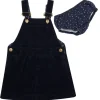 Dotty Dungarees | Corduroy Dress | Navy