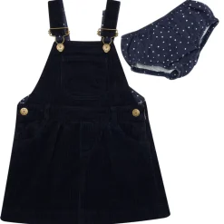 Dotty Dungarees | Corduroy Dress | Navy