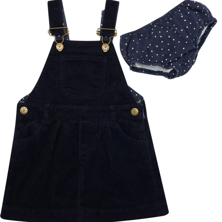Dotty Dungarees | Corduroy Dress | Navy