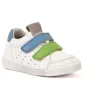 Froddo Rosario Velcro | Leather Trainer | White, Green & Blue