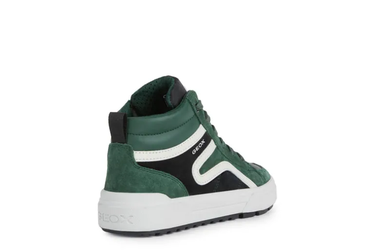 Geox Kids Trainers | Hi Top Weemble | Green & Black