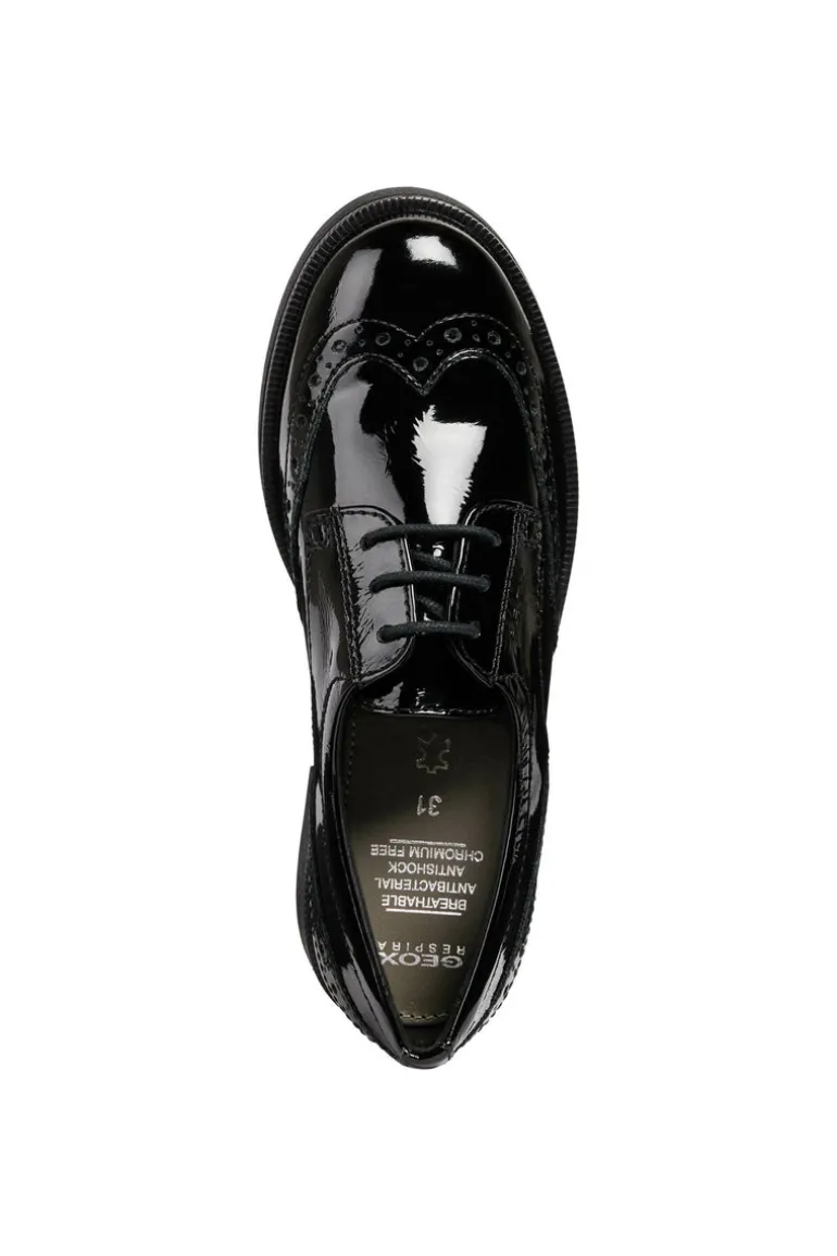 Geox School Shoes | Agata D Lace Up | Black Patent