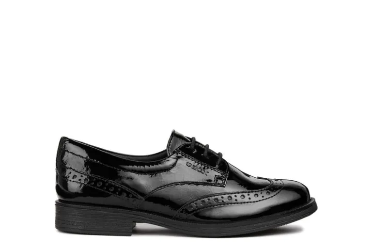 Geox School Shoes | Agata D Lace Up | Black Patent