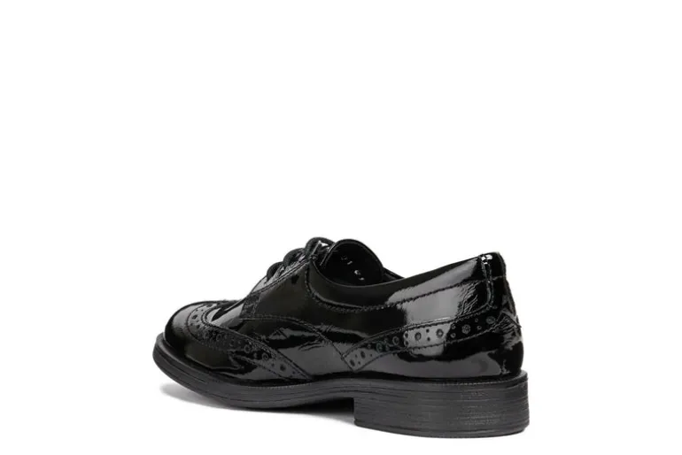 Geox School Shoes | Agata D Lace Up | Black Patent
