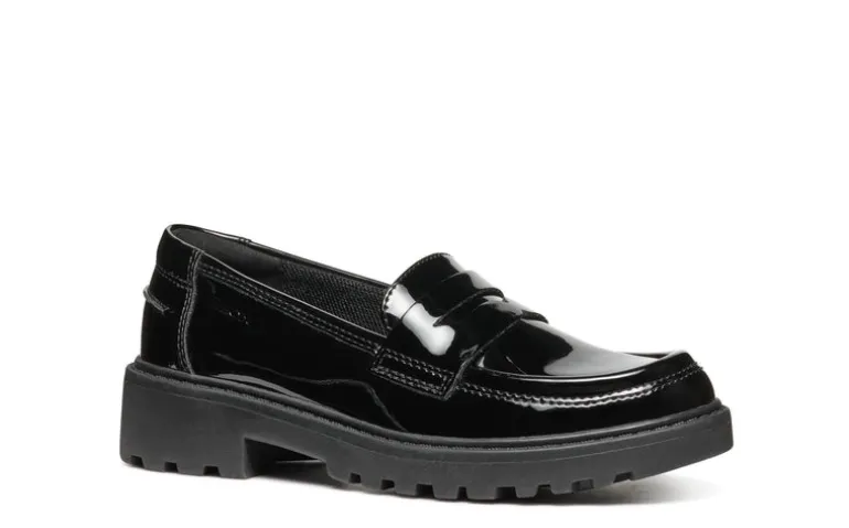 Geox School Shoes | Casey Loafer | Black Patent Leather