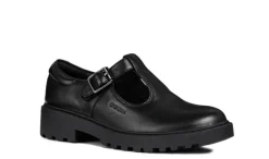 Geox School Shoes | Casey T-Bar | Black Leather