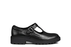 Geox School Shoes | Casey T-Bar | Black Leather