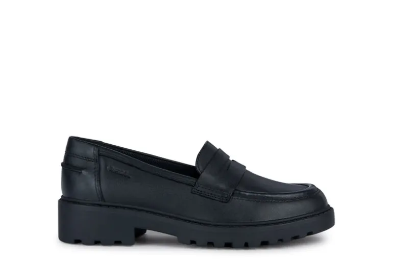 Geox School Shoes | Casey Loafer | Black Leather