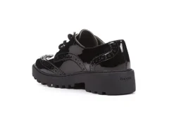 Geox School Shoes | Casey Brogue Lace-Up | Patent Black