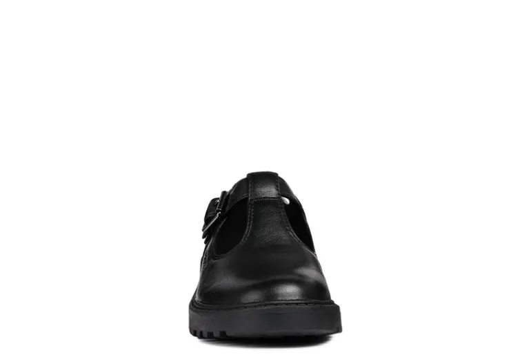 Geox School Shoes | Casey T-Bar | Black Leather