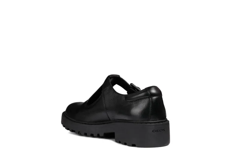 Geox School Shoes | Casey T-Bar | Black Leather