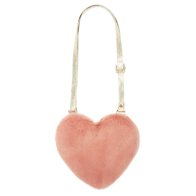 Rockahula Kids Bag | Fluffy Love Heart | Pink & Gold