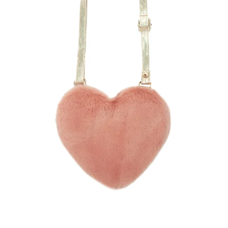 Rockahula Kids Bag | Fluffy Love Heart | Pink & Gold