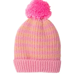 Rockahula Kids Bobble Hat | Stripy Knit | Pink & Orange