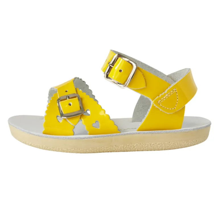 Salt-Water Sun-San | Kids Sweetheart Sandals | Shiny Yellow