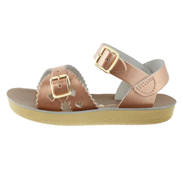 Salt-Water Sun-San | Kids Sweetheart Sandals | Rose Gold