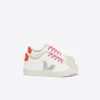 Veja Kids Trainers | Esplar Lace | Extra White, Silver & Orange Fluro