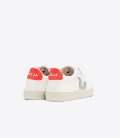 Veja Kids Trainers | Esplar Lace | Extra White, Silver & Orange Fluro