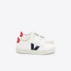 Veja Kids Trainers Esplar Velcro Leather | White, Navy & Red